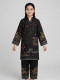 Girls Black Printed Co Ord Set