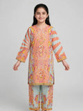 Girls Peach & Mint Printed Co Ord Set