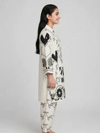 Girls White Printed Co Ord Set