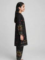 Girls Black Printed Co Ord Set