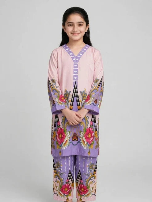 Girls Purple Floral Co Ord Set