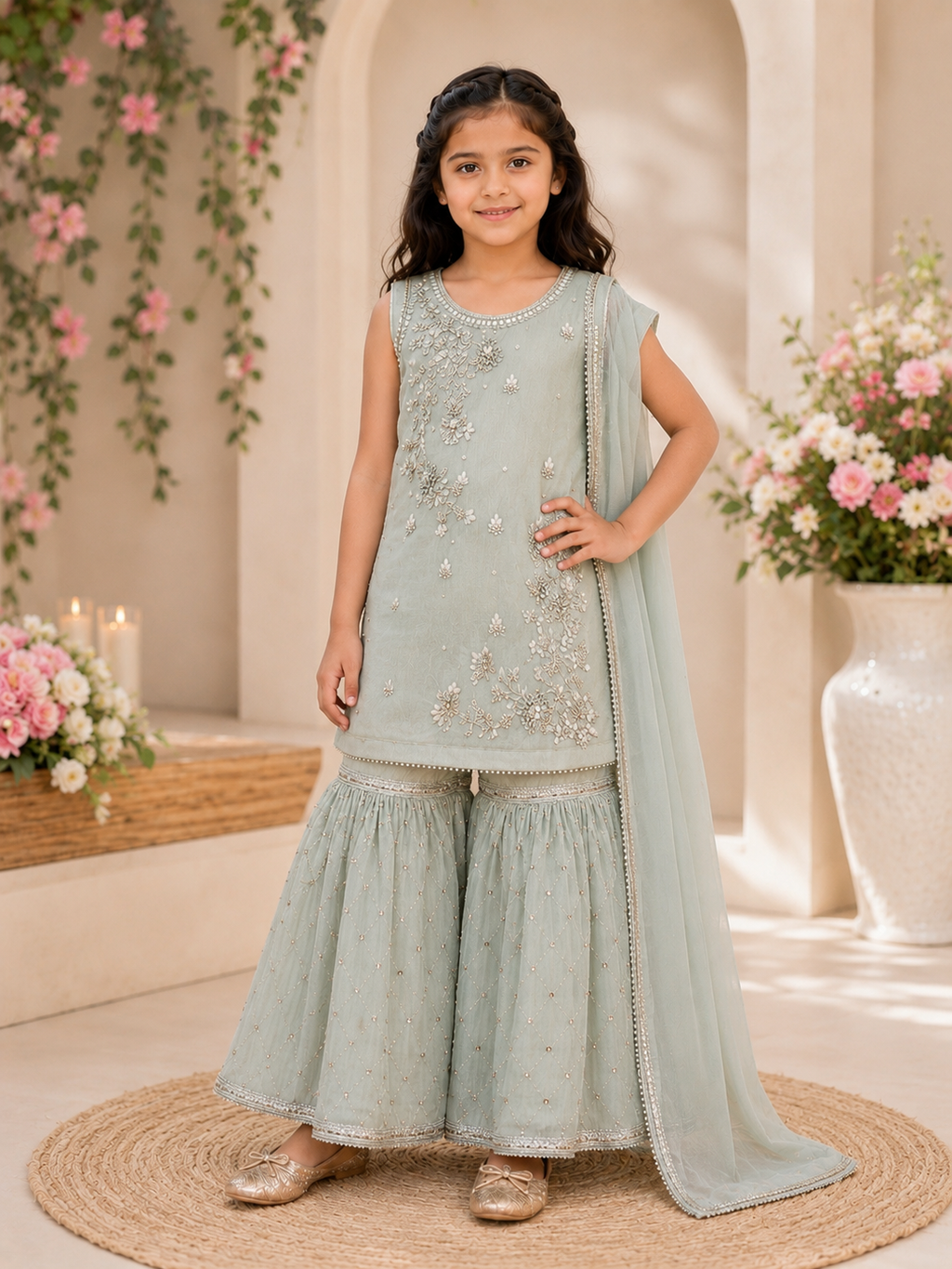 Fancy Girls Sharara Set with Dupatta | Party Wear Ethnic Outfit