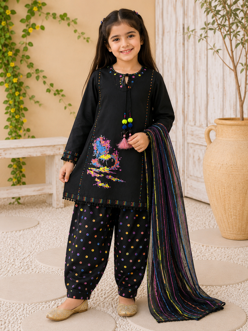 Kids Casual Wear With Farshi Shalwar