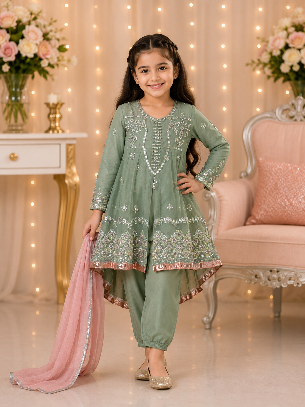 Girls Fancy Embroidered Frock – Party Wear