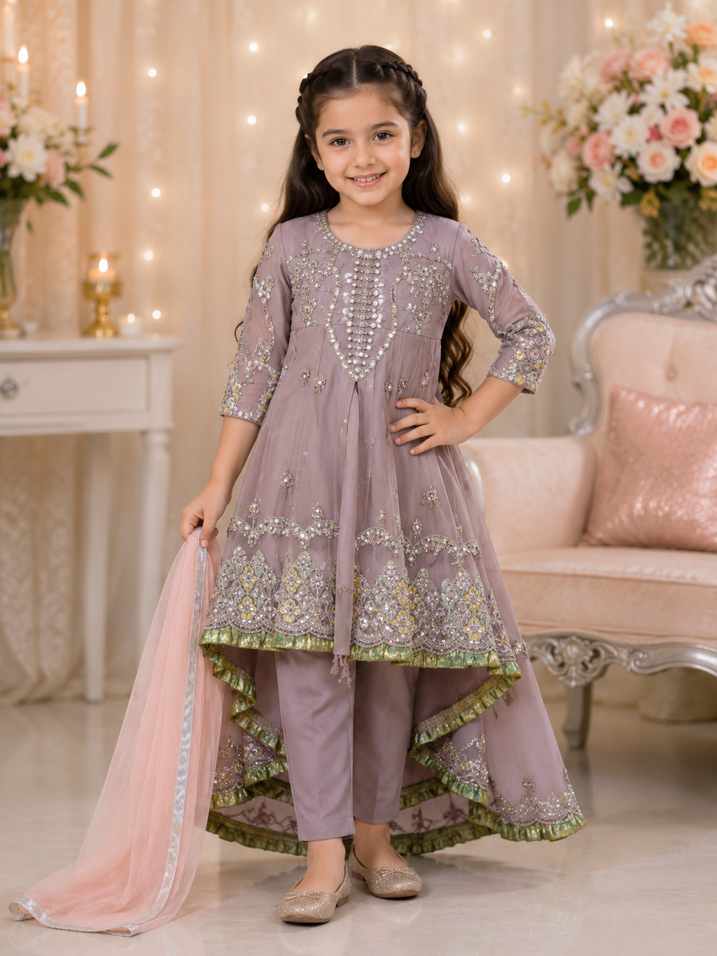 Girls Fancy Embroidered Frock – Party Wear