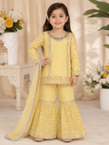 Sunshine Yellow Kids Embroidered Garara Suit-26619