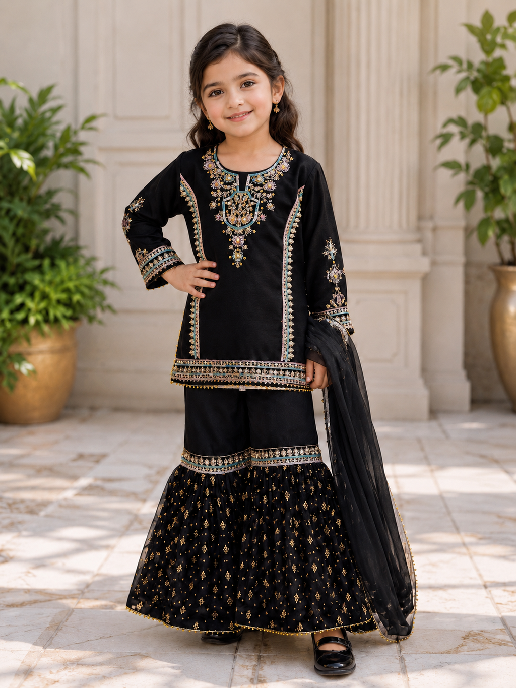 Girls Fancy Party Wear Garara Dress-26473