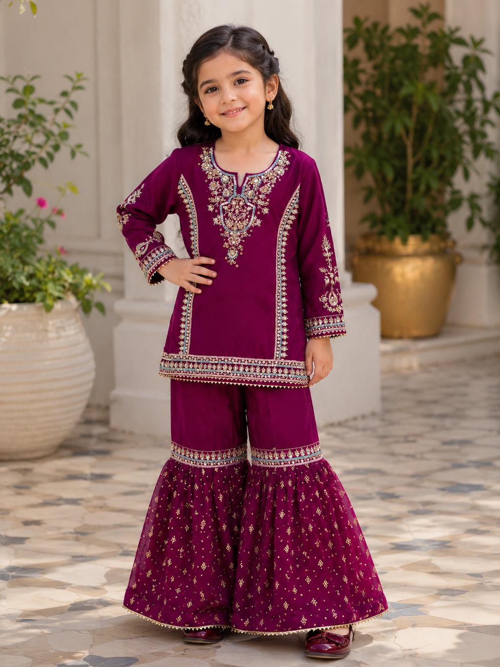 Girls Fancy Party Wear Garara Dress-26473