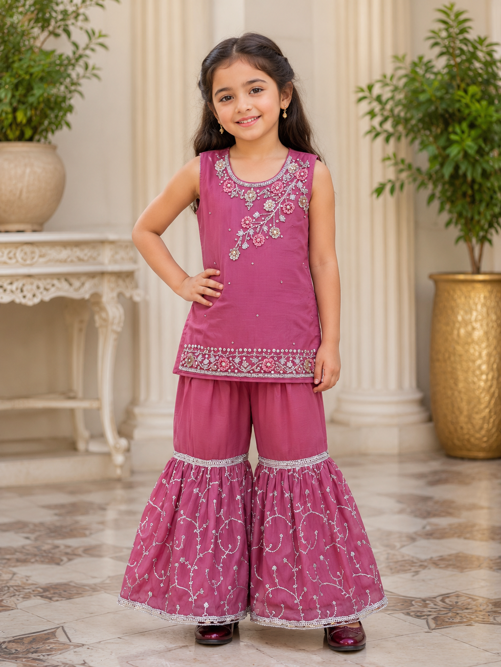 Girls Fancy Embroidered Garara – Party Wear