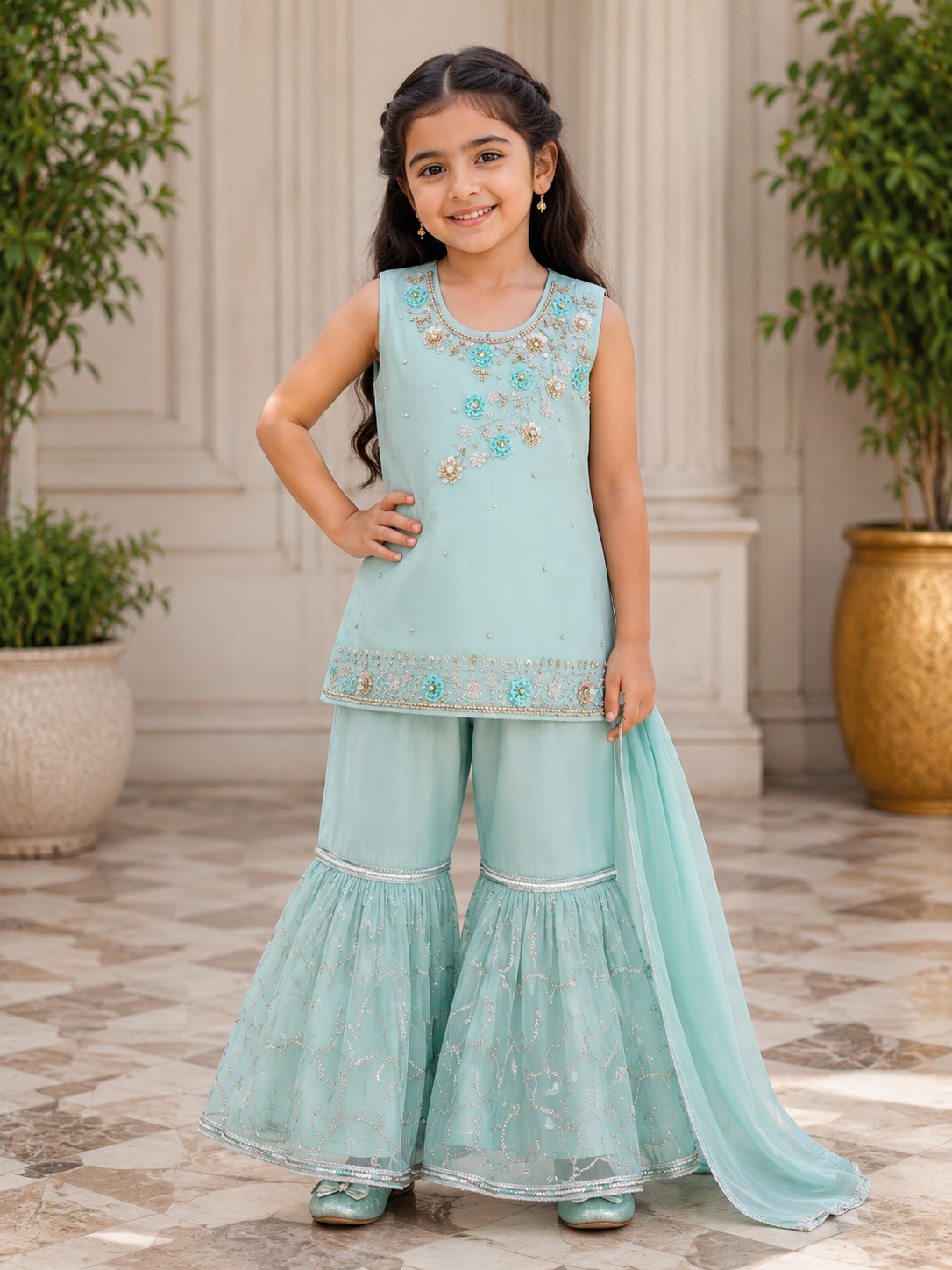 Girls Fancy Embroidered Garara – Party Wear