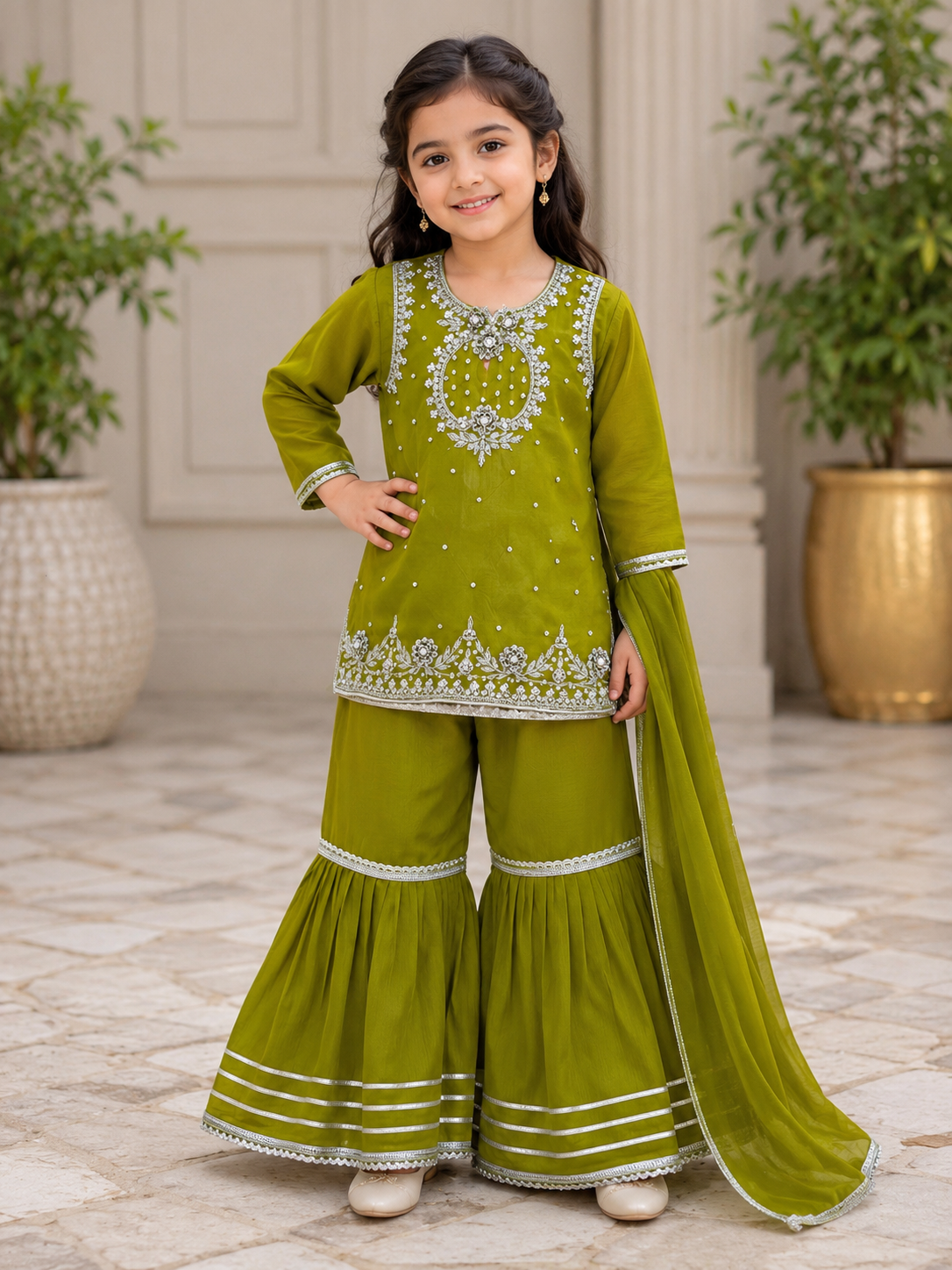 Grace Kids 3 Piece Garara Suit with Detachable Sleeves