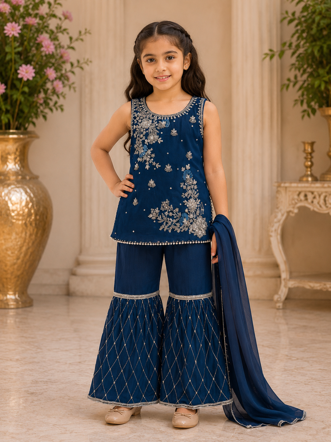Fancy Girls Sharara Set with Dupatta | Party Wear Ethnic Outfit