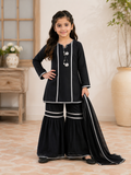 Black Kids Embroidered Garara Suit