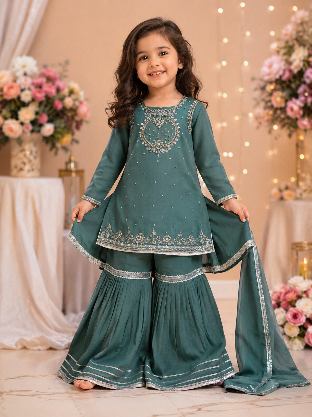 Grace Kids 3 Piece Garara Suit with Detachable Sleeves