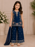 Kids Embroidered 3 Piece Flapper Suit with Dupatta