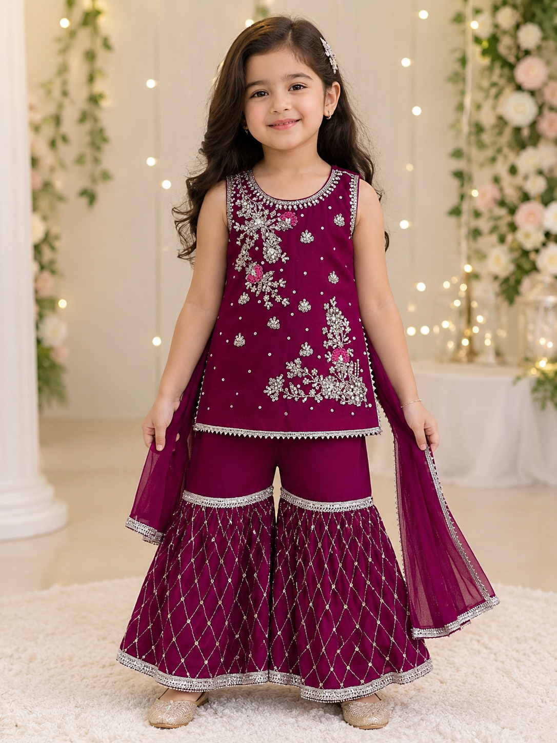 Fancy Girls Sharara Set with Dupatta | Party Wear Ethnic Outfit
