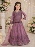 Girls Embroidered Sequined 3-Piece Lehenga Choli
