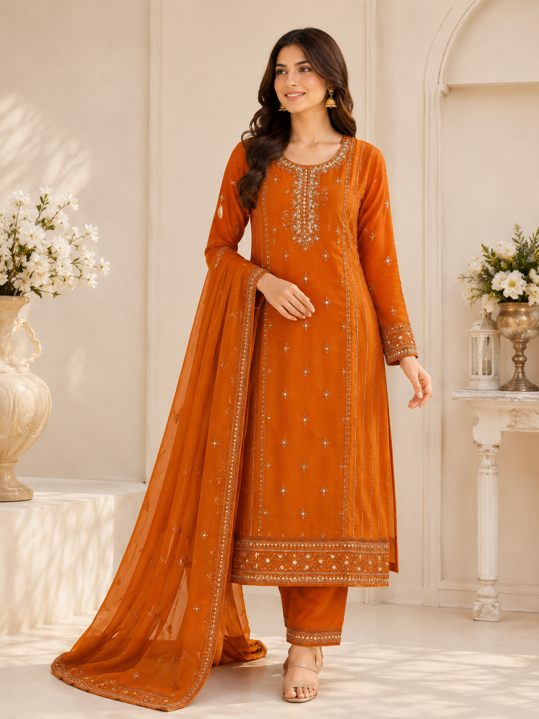 Zareen Amber Embroidered 3 Piece Suit ✨