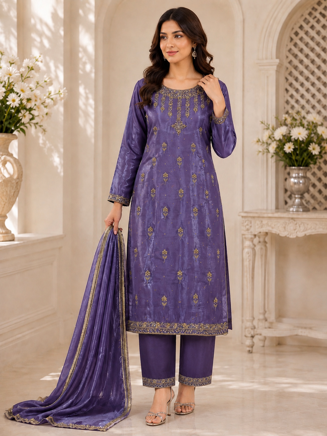 Ladies Embroidered 3 Piece Flapper Suit