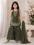 Girls Embroidered Garara 3-Piece Suit
